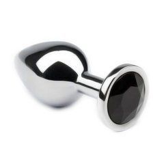 Анальна пробка Crystal Anal Plug M Silver Metal Black Diamond срібляста з чорним кристалом 8,5 см - основне фото
