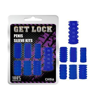 Набор открытых насадок на член Chisa Novelties Penis Sleeve Kits синий - основное фото