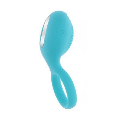 Виброкольцо с клиторальным стимулятором Toy Joy Tickle Brush C-Ring голубое - основное фото