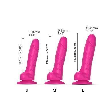 Реалістичний фалоімітатор з ефектом рухомої шкіри Strap-On-Me Sliding Skin Realistic Dildo Fuchsia L фуксія 19 см - основне фото