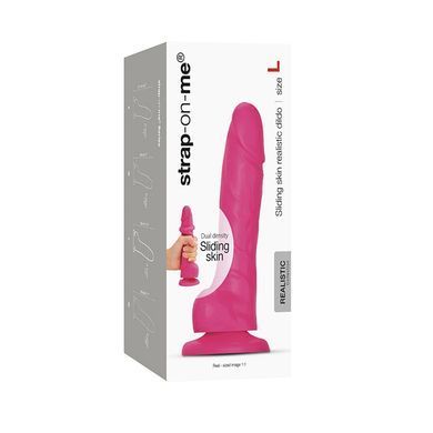 Реалістичний фалоімітатор з ефектом рухомої шкіри Strap-On-Me Sliding Skin Realistic Dildo Fuchsia L фуксія 19 см - основне фото