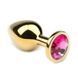 Анальная пробка Crystal Anal Plug S Gold Metal Pink-Rhodolite золотистая с розовым кристаллом 7,5 см - основное фото