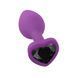 Силіконова анальна пробка EGZO Silicone Violet Heart Plug S фіолетова з чорним кристалом 7,1 см - основне фото