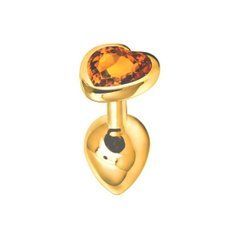 Анальна пробка EGZO Gold Heart Plug S золотиста із золотистим кристалом 7 см - основне фото