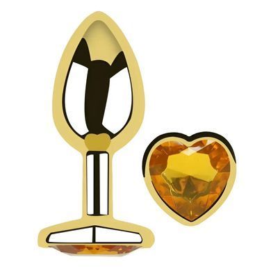 Анальна пробка EGZO Gold Heart Plug S золотиста із золотистим кристалом 7 см - основне фото