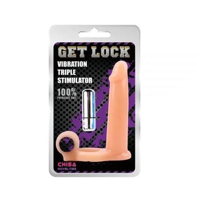 Виброкольцо для двойного проникновения Chisa Novelties Get Lock Vibration Triple Stimulator телесное - основное фото