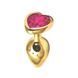 Анальна пробка EGZO Gold Heart Plug S золотиста з малиновим кристалом 7 см - основне фото