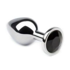 Анальна пробка Crystal Anal Plug S Silver Metal Black Diamond срібляста з чорним кристалом 7,5 см - основне фото