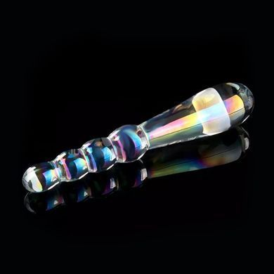 Двусторонний стеклянный фаллоимитатор Lovetoy Twilight Gleam Glass Dildo Rising Ripples прозрачный 19 см - основное фото