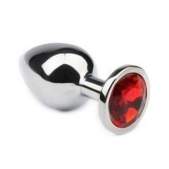 Анальна пробка Crystal Anal Plug S Silver Metal Ruby срібляста з червоним кристалом 7,5 см - основне фото
