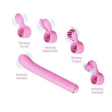 Вібратор з насадками Otouch Magic Stick S1 Plus рожевий 21,5 см - основне фото