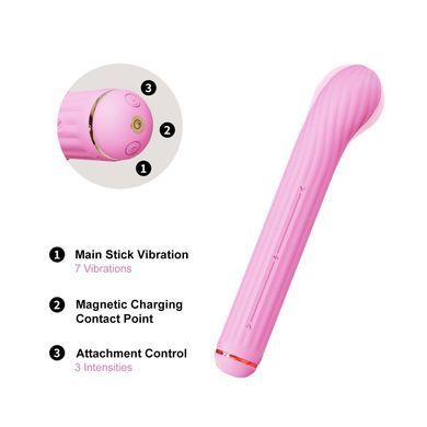 Вібратор з насадками Otouch Magic Stick S1 Plus рожевий 21,5 см - основне фото