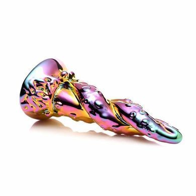 Скляний фентезійний фалоімітатор Creature Cocks Enchanting Rainbow Glass Dildo різнокольоровий 16 см - основне фото