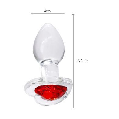 Скляна анальна пробка NS Novelties Crystal Desires Red Heart Small прозора з червоним кристалом 7,3 см - основне фото