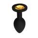 Силиконовая анальная пробка EGZO Silicone Black Round Plug S чёрная с золотистым кристаллом 7 см - основное фото