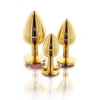 Металева анальна пробка Taboom Butt Plug Diamond Jewel Large золотиста з червоним кристалом 9,5 см - основне фото