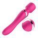 Двосторонній вібратор з пульсацією Foxshow Silicone Dual Massager Pulsator USB 7+7 Function рожевий 22,6 см - додаткове фото