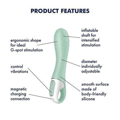 Надувающийся вибратор Satisfyer Air Pump Vibrator 3 зелёный 20,8 см - основное фото