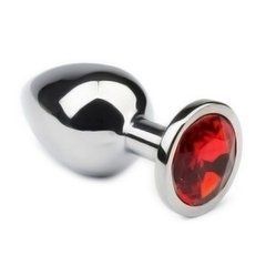 Анальна пробка Crystal Anal Plug M Silver Metal Ruby срібляста з червоним кристалом 8,5 см - основне фото