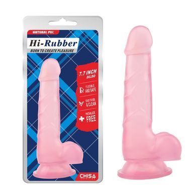 Реалістичний фалоімітатор на присосці Chisa Novelties Hi-Rubber 7.7" Dildo рожевий 19,5 см - основне фото
