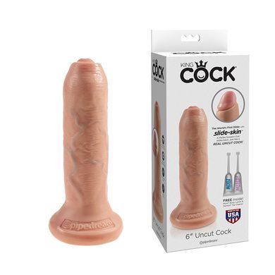 Реалістичний фалоімітатор з рухомою крайньою плоттю Pipedream King Cock 6&rdquo; Uncut Cock тілесний 16,5 см - основне фото
