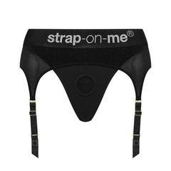 Трусики для страпона с подвязками для чулок Strap-On-Me Rebel Harness XS чёрные - основное фото