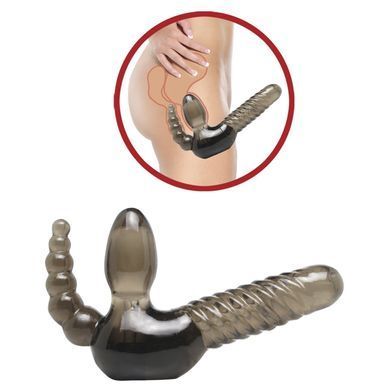 Женский страпон Pipedream FFS Strapless Strap-On with Anal Stimulator серый 18 см - основное фото