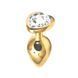 Анальна пробка EGZO Gold Heart Plug S золотиста з прозорим кристалом 7 см - основне фото