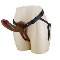 Порожнистий страпон з вібрацією Lybaile Pretty Love Harness Briefs Bradden коричневий 17,1 см - основне фото