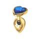 Анальна пробка EGZO Gold Heart Plug S золотиста з синім кристалом 7 см - основне фото