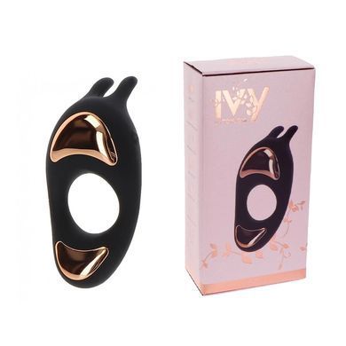 Эрекционное виброкольцо с клиторальным отростком ToyJoy Lotus чёрное - основное фото