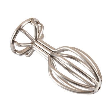 Металева анальна пробка Anos Metal Cage Butt Plug 2.8 срібляста 9 см - основне фото