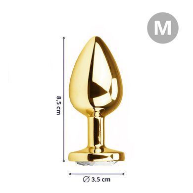 Металлическая анальная пробка Crystal М IODU-280911 золотистая с прозрачным кристаллом 8,5 см - основное фото