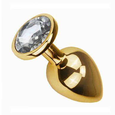 Металлическая анальная пробка Crystal М IODU-280911 золотистая с прозрачным кристаллом 8,5 см - основное фото