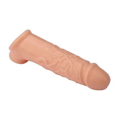 Реалістична насадка на пеніс Dream Toys Realstuff Extender With Ball Strap тілесна 17 см - основне фото