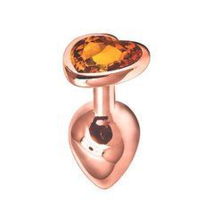Анальна пробка EGZO Rose Gold Heart Plug M у рожевому золоті з золотистим кристалом 8,2 см - основне фото
