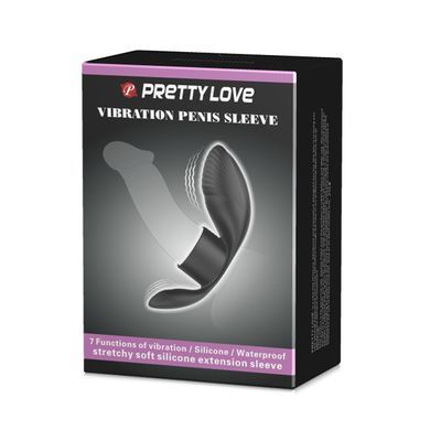 Эрекционное виброкольцо с клиторальным и анальным стимулятором Lybaile Pretty Love Vibration Penis Sleeve чёрное - основное фото