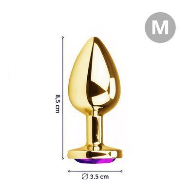 Металлическая анальная пробка Crystal М IODU-280916 золотистая с фиолетовым кристаллом 8,5 см - основное фото