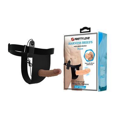 Реалістичний вібрострапон Lybaile Pretty Love Harness Briefs Draven 6.8" коричневий 17,5 см - основне фото