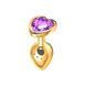 Анальна пробка EGZO Gold Heart Plug S золотиста з бузковим кристалом 7 см - основне фото