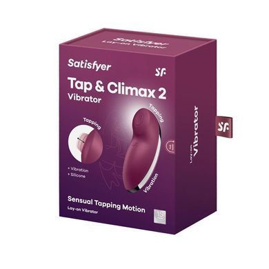 Вібростимулятор-пульсатор для клітора Satisfyer Tap & Climax 2, бордовий, 11 см - основне фото