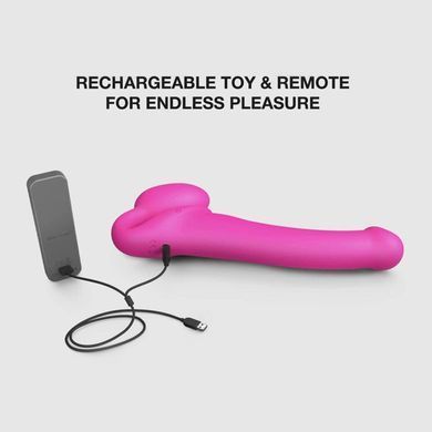 Безремінний страпон з вібрацією Strap-On-Me Vibrating Fuchsia M малиновий 15,2 см - основне фото