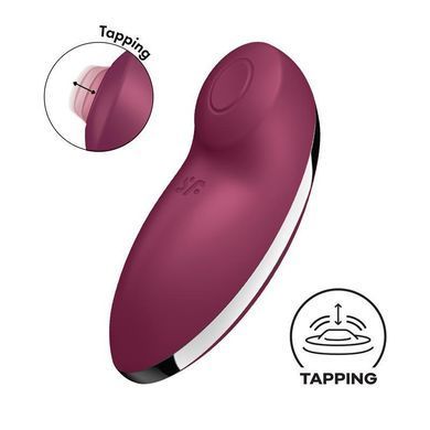 Вібростимулятор-пульсатор для клітора Satisfyer Tap & Climax 2, бордовий, 11 см - основне фото
