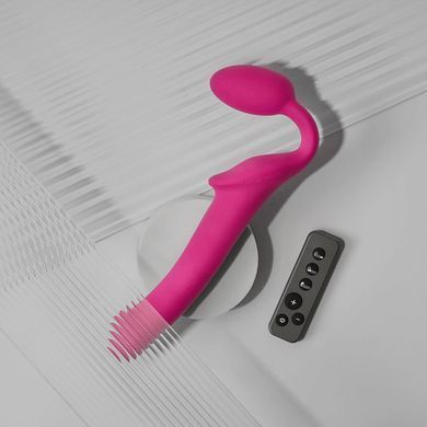 Безремінний страпон з вібрацією Strap-On-Me Vibrating Fuchsia M малиновий 15,2 см - основне фото