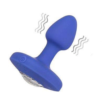 Анальна вібропробка California Exotic Novelties Cheeky Gems Small Rechargeable Vibrating Probe синя з білим каменем 5 см - основне фото