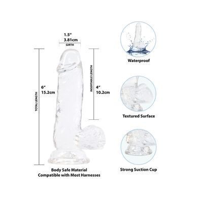 Реалістичний фалоімітатор на присосці Addiction Clear Dildo with Balls 6&Prime; прозорий 15,2 см - основне фото
