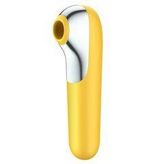 Подвійний смарт-вібратор Satisfyer Dual Love із вакуумною стимуляцією жовтий 16 см - основне фото