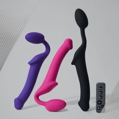 Безремінний страпон з вібрацією Strap-On-Me Vibrating Fuchsia XL малиновий 15,7 см - основне фото
