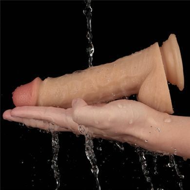 Реалістичний вібратор на присосці Lovetoy 8'' Vibrating Power Basics Cock тілесний 20 см - основне фото