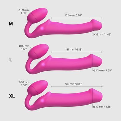 Безремінний страпон з вібрацією Strap-On-Me Vibrating Fuchsia XL малиновий 15,7 см - основне фото